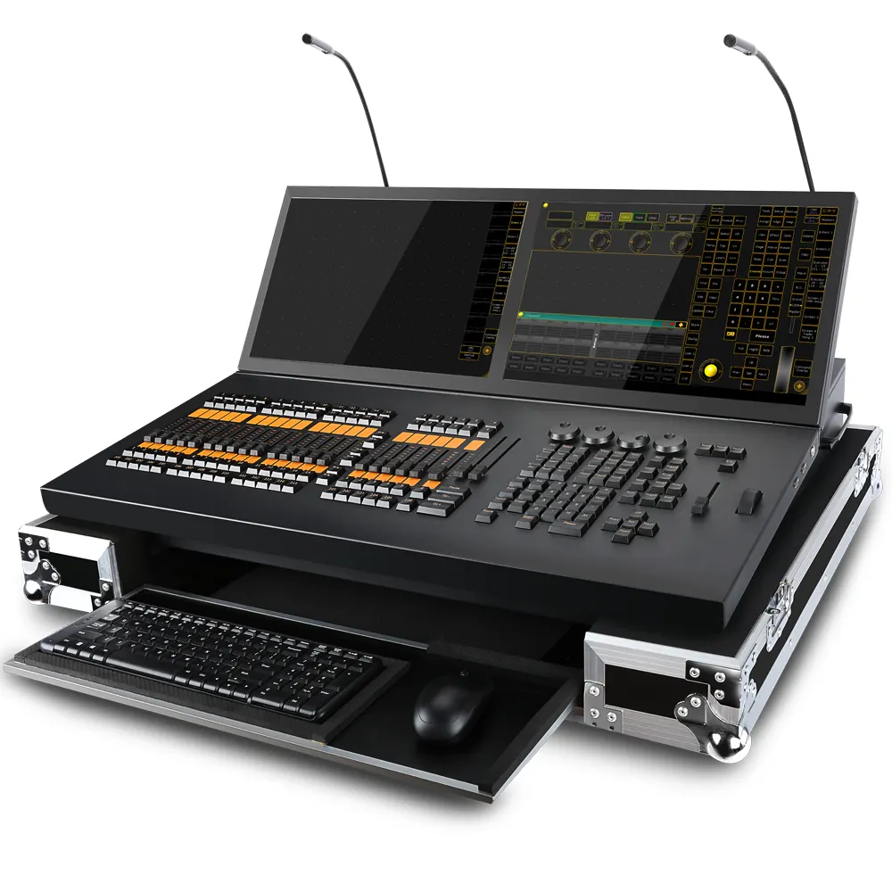 Console dmx para iluminação de touch screen, console de iluminação preto para luz de palco