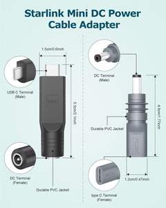 DC 5521アダプターコネクタUSB Cオス-DCメスパワーコンバータ用スターリンクミニワーク20V 65W + タイプC PDソースUSB-C - Product Image 3