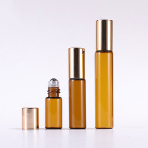 透明な琥珀色のガラス瓶にゴールドキャップローラー3ml 5ml 10ml香水または点眼スクリーン印刷MOQ 100個用 - Product Image 3