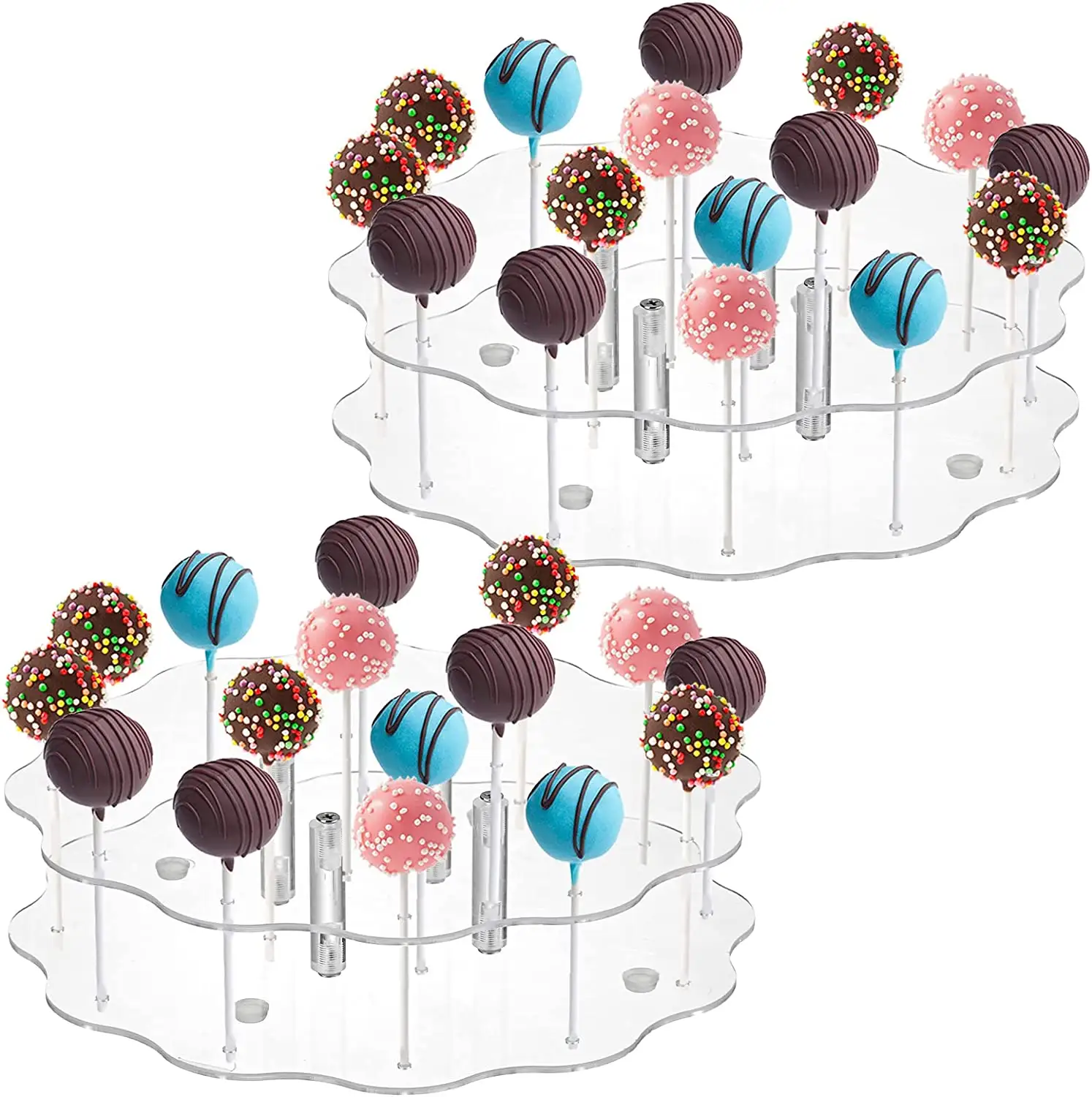 16 fori Server decorazione torta Pop lecca-lecca supporto espositore acrilico trasparente per decorazioni di nozze docce per bambini festa di compleanno