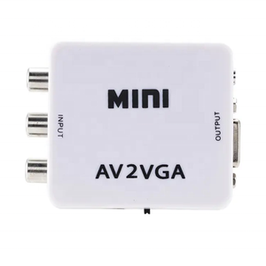迷你1080P RCA CVBS影音至VGA适配器AV2VGA视频转换器，带USB电源电缆，用于电脑至高清电视转换NTSC PAL SXGA