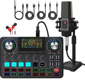 Âm thanh chuyên nghiệp Card âm thanh mixer và microphone Set live streaming Kit phòng thu giao diện âm thanh phát sóng - Product Image 1