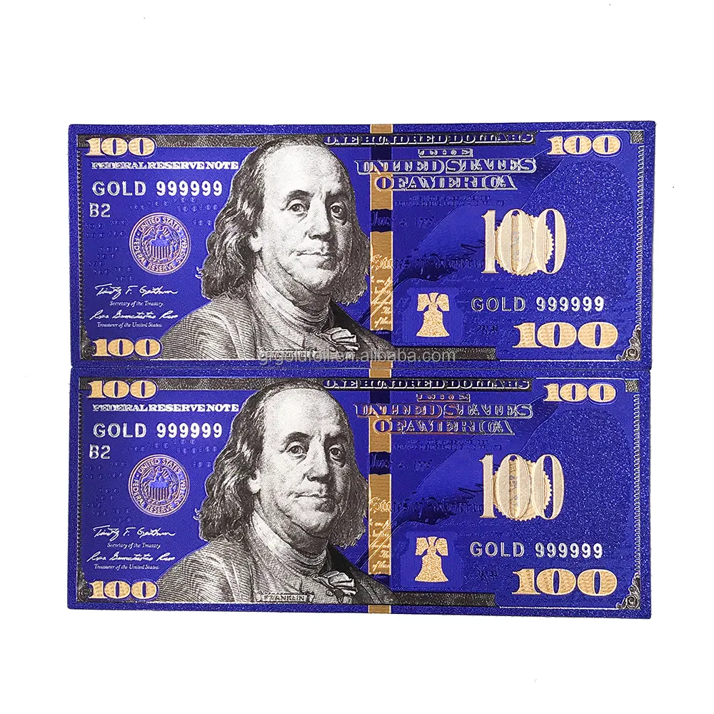 Nouvel an d'or bleu, billets spéciales US 100, cadeau pour jeu de Souvenir amusant