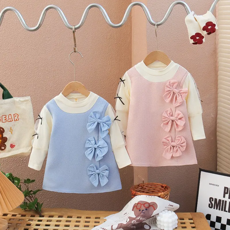 Traje de primavera con múltiples diseños, vestidos informales para bebé, vestido bonito para niña pequeña