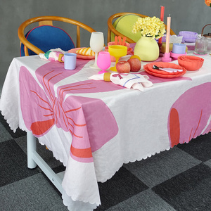 Özel baskı desenler masa çarşafları kumaş fransız lüks keten ev otel için 100% saf keten masa örtüsü özel boyut - Product Image 4