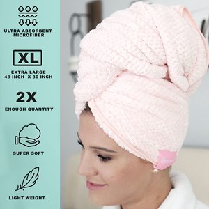 Oversized 43&quot;*30&quot; Microfiber <strong>Towel</strong> - Unique Reversible Design with <strong>Dual</strong> Elastic Straps on Both Sides, Ultra Quick Dry Hair <strong>Towel</strong> - Product Image 5