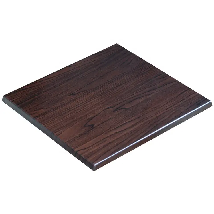 Piano del tavolo in legno del ristorante di colore noce laminato quadrato rotondo in resina più venduto