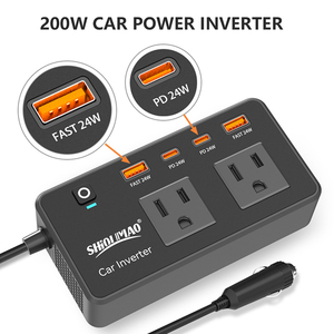 パワーインバータDC 12V to AC 220VサポートUSB 2.4 Type-C 3.0充電カーパワーサプライ充電器 - Product Image 2