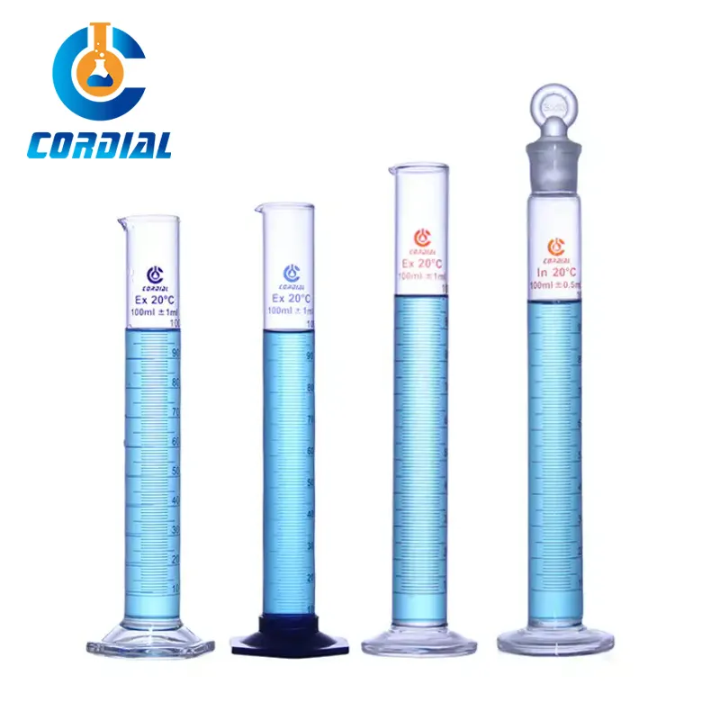 CORDIAL Cilindro de medición de vidrio graduado transparente de alta calidad de Alto borosilicato para laboratorio