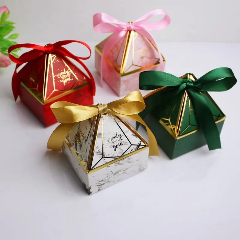 Boîte à bonbons en papier avec ruban, emballage cadeau, nouveau design, meilleure vente