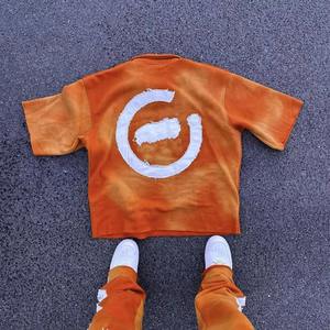 カスタムレッドハーフジップポロシャツ襟アップ半袖ポロシャツ刺繍ロゴクォータージップ酸洗浄箱入りTシャツメンズ