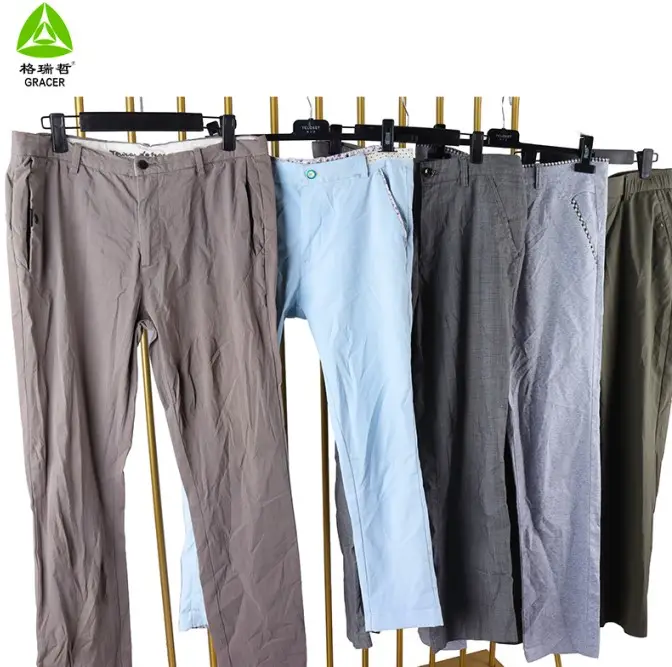 Pantalones largos de algodón de estilo europeo, ropa usada