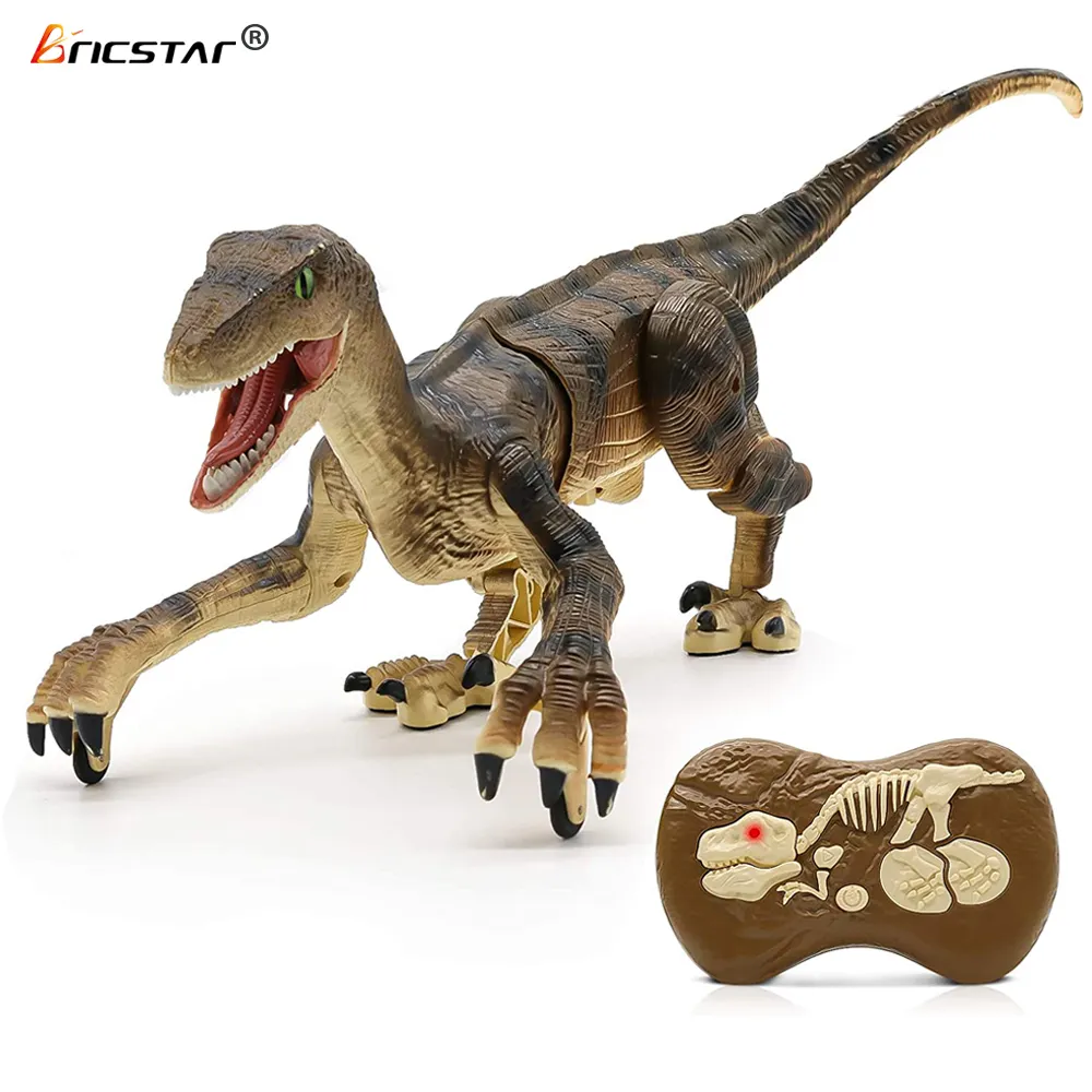 Bricstar new style 2.4G simulazione walking B/O giocattoli di dinosauro telecomandati, giocattoli di dinosauro rc con occhi 3D di simulazione