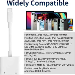 即插即用2合1 RJ45以太网局域网适配器，带兼容iPhone 15/平板电脑/笔记本电脑的通用串行总线C型PD充电端口 - Product Image 5