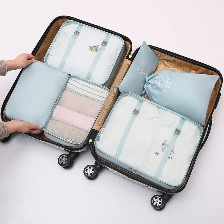 Tas penyimpanan perjalanan multifungsi, koper kain persegi dan pengatur perjalanan dengan Set kubus