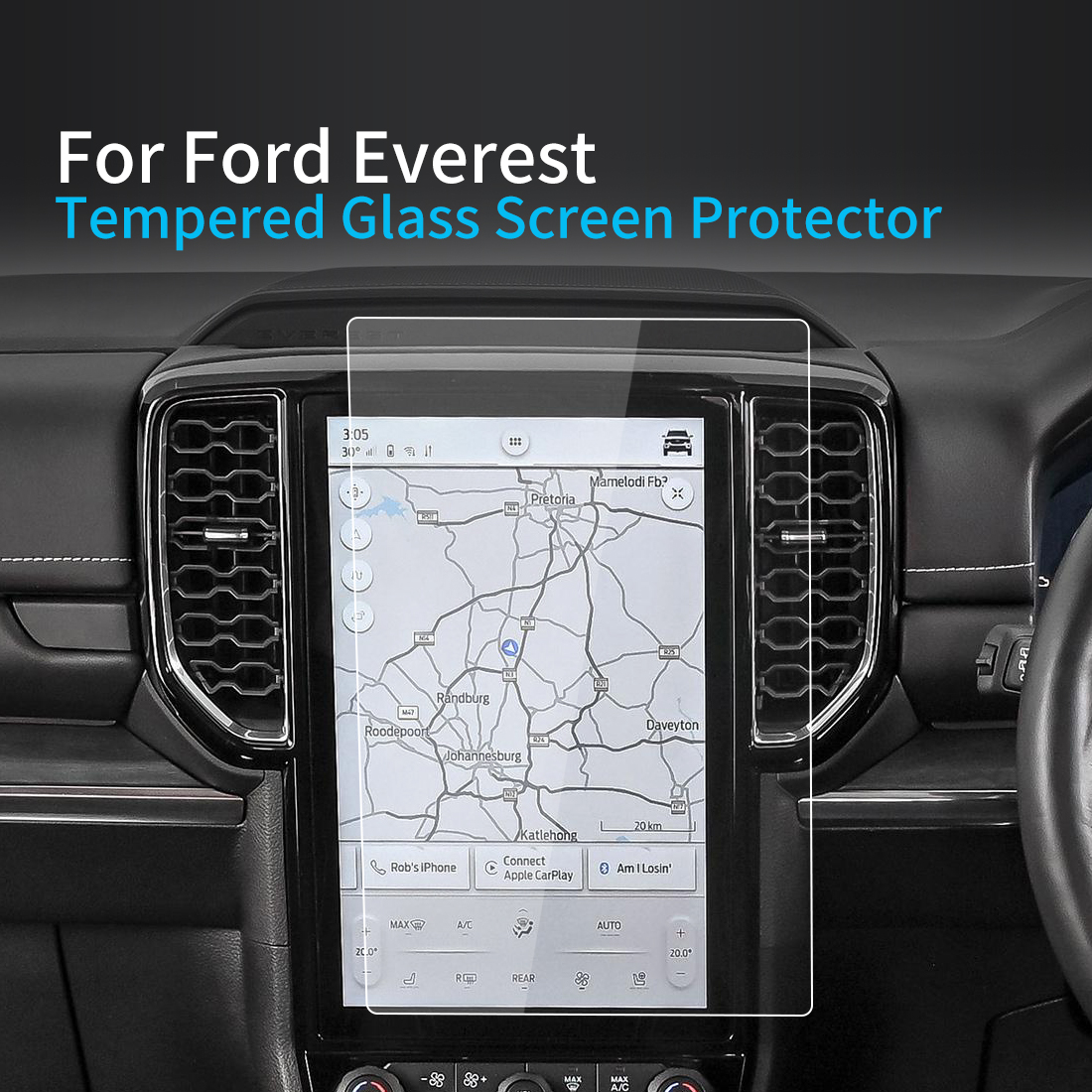 Transparent/Pour Ford Ranger Wildtrak Everest 12 pouces