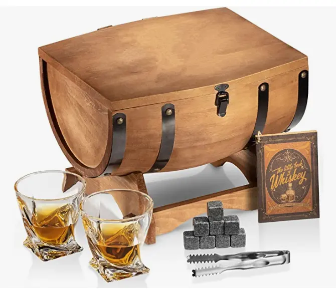 Scatola di botte di legno personalizzata per set regalo di whisky accessori non inclusi