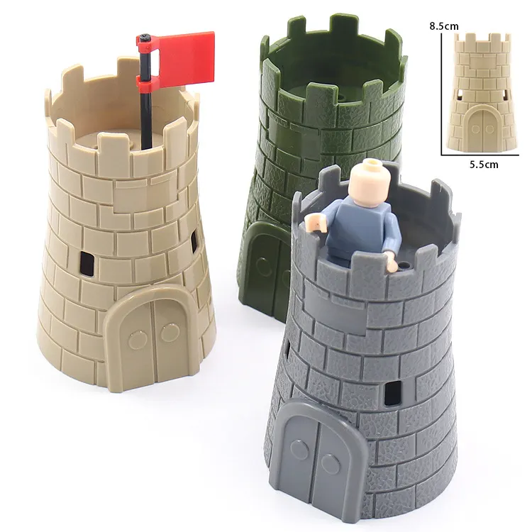 Castillo Medieval casa torre MOC ladrillos bloques de construcción juguetes ejército WW2 ejército militar soldado piezas Accesorios