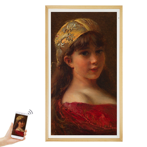 Preis Günstige Wand halterung OEM Kunst Öl Bild Video Bildschirm Holz <span class=keywords><strong>WIFI</strong></span> APP <span class=keywords><strong>Android</strong></span> 32 Zoll große digitale Bilderrahmen LCD-Display nft