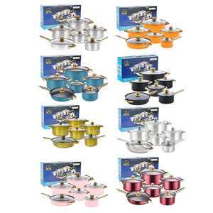 Chất lượng cao thép không gỉ không dính soong Chứng Khoán nồi chảo Chảo chảo 12 miếng <span class=keywords><strong>Cookware</strong></span> Set - Product Image 2