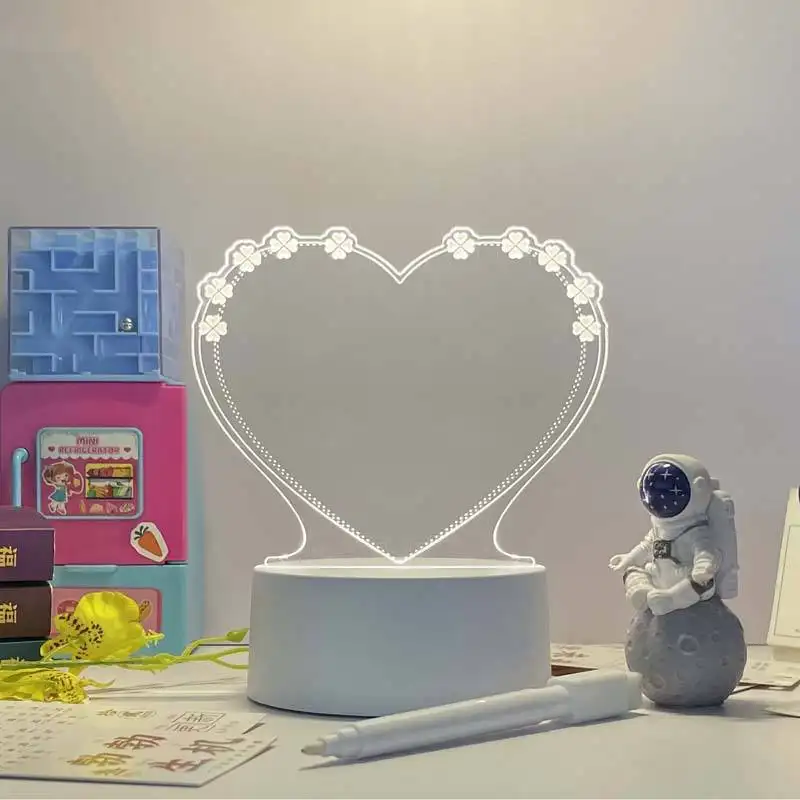 Schlussverkauf kostenlose Probe DIY-Effekt Acryl 3d-Dekoration Led-Illusion-Lampe mit Stift kreatives Nachrichtenbrett Nachtlicht