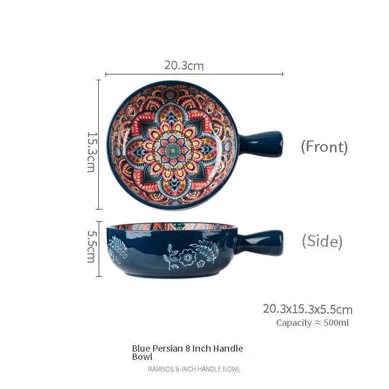 assiette carrée à poignée bleue de 9 pouces