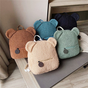 Yeni ürün özel karikatür büyük kapasiteli Crossbody çanta yumuşak peluş ted-dy ayı çocuk sırt çantası moda düz renk - Product Image 2