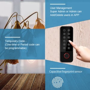 Sistema di controllo accessi per porte tastiera autonoma Rfid Card Fingerprint Controller di accesso per telefoni cellulari Wifi Tuya Waterproof Black - Product Image 5
