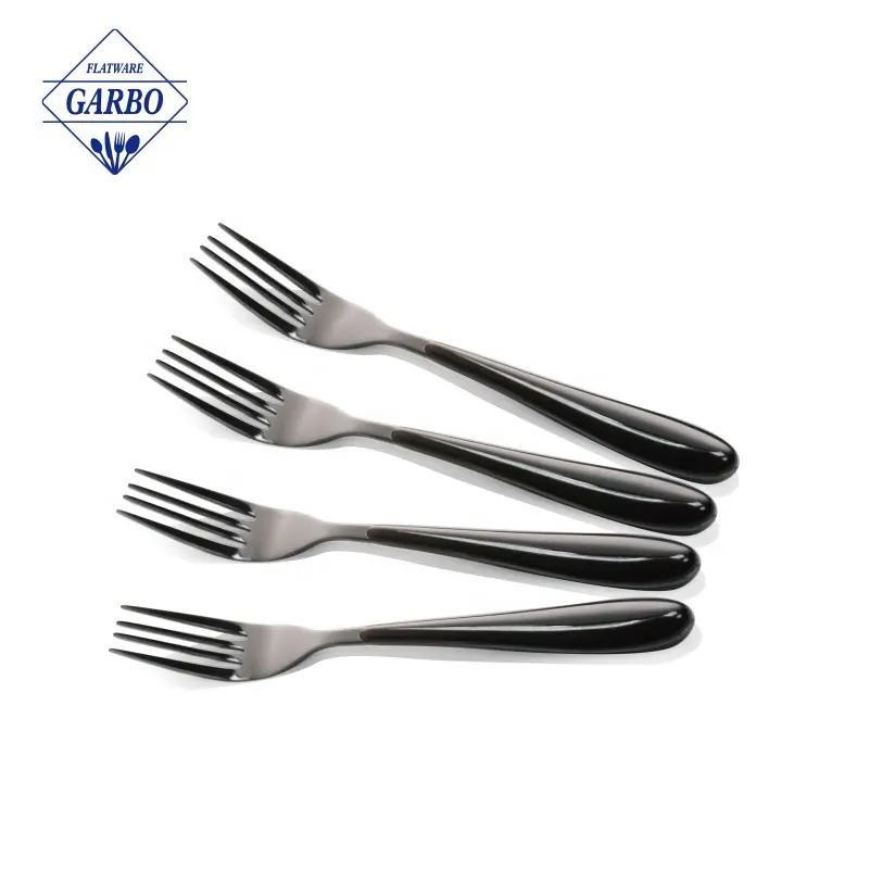 430 Stainless Steel Plastic Handle Cutlery Set Reusable Food Safe Silver Dinner Fork For Party Wedding Restaurant In Nice Box
