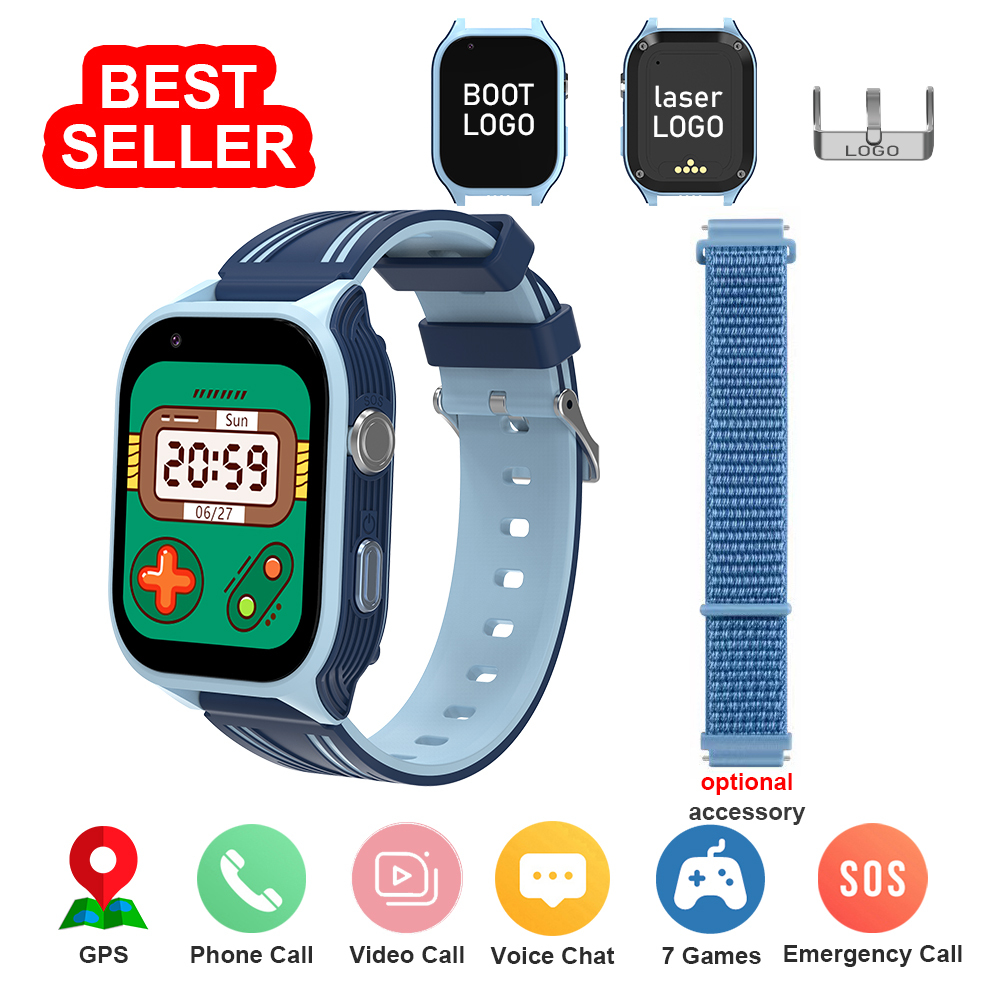 Reloj azul con correa adicional.