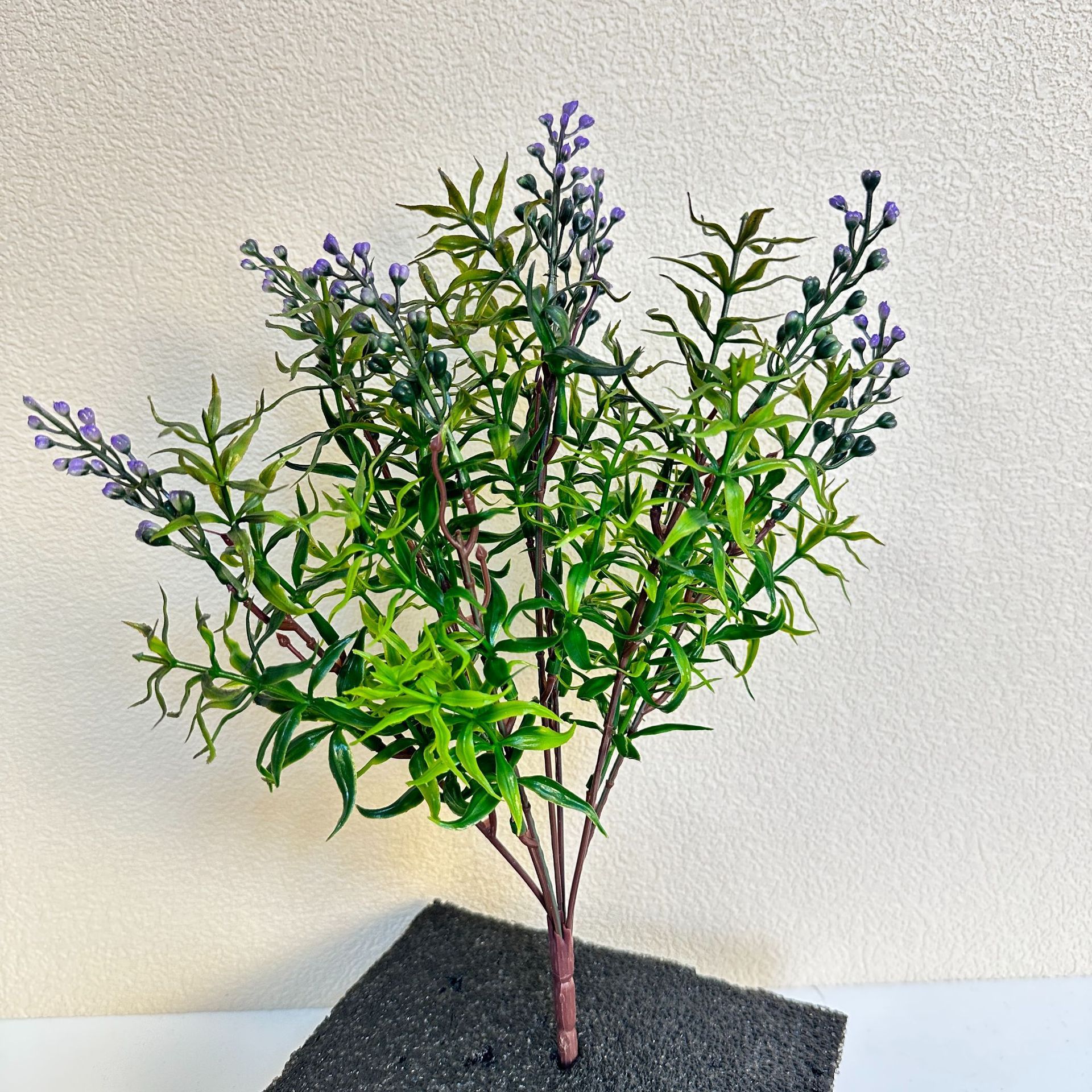 35cm Plastic Grass with Purple Berries
