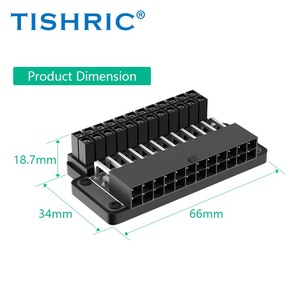 TISHRIC ATX <strong>24Pin</strong> Power <strong>Adapter</strong> <strong>24Pin</strong> Female to Male 90 Degree Power Steering Head with ABS Plastic Top Cover for Desktops PC - Product Image 3