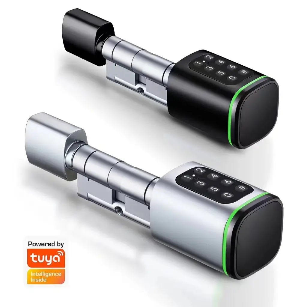 Cerradura de cilindro inteligente, dispositivo de cierre electrónico sin llave, código Digital, con aplicación Tuya