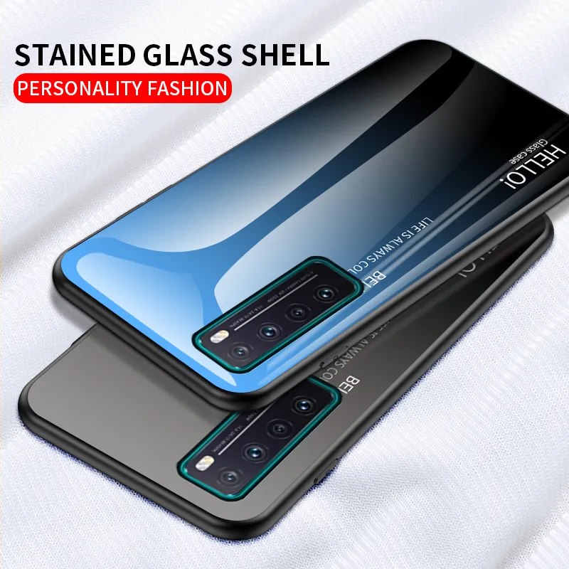 Gradient Style Tempered Glass Phone Case Colorful Mobile Phone Cover for Huawei Nova 7 Nova 7SE 7Pro P40lite 5G