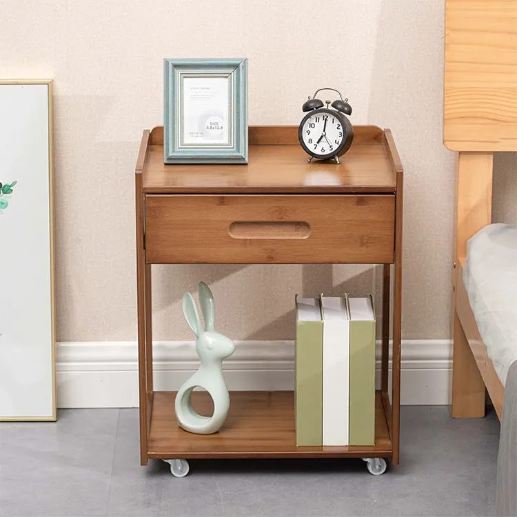 Haohe Hot Selling Products Modern Simple Bed Side Table Nan Bamboo Bedside Table Bedroom Furniture For Hotel