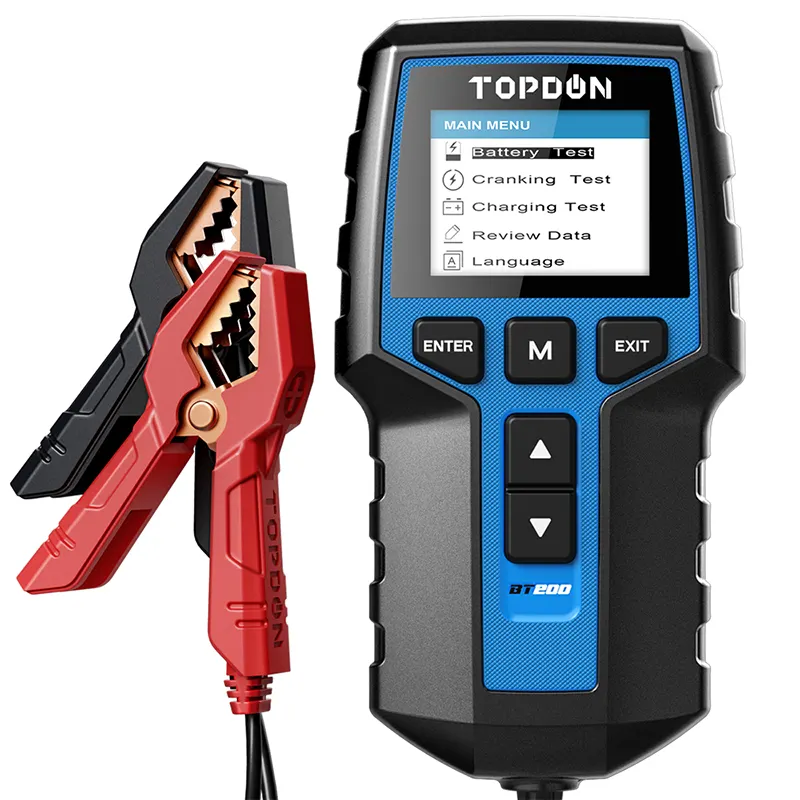 TOPDON Penguji Beban BT200 100-2000CCA, Sistem Cranking 12V 24V Otomotif Sepeda Motor Penguji Penganalisa Baterai Mobil Digital