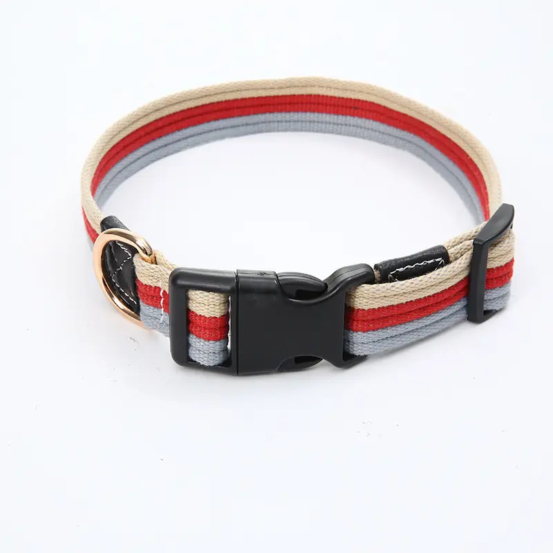 Wholesale Manufacturer  Stripe print Color Nylon Adjustable Pet Dog Leash Collar