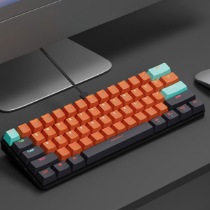 Mini Teclado mecánico OEM MKA610 RGB USB, interruptor rojo, 61 teclas, teclado portátil con cable para ordenador portátil
