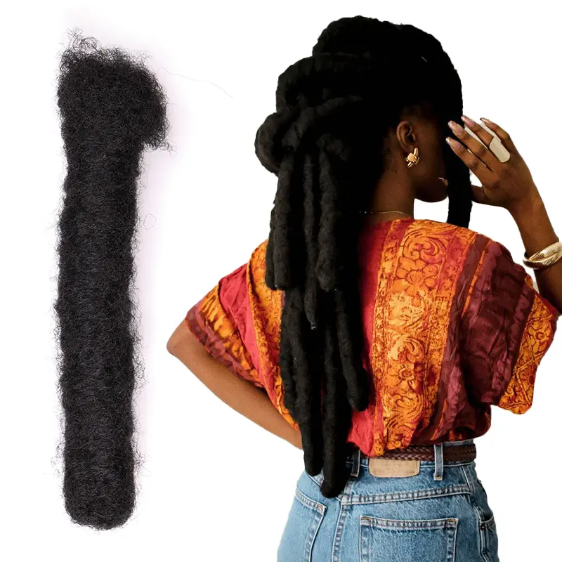 Capelli umani Afro crespi dreadlocks ciocche cheveux naturel 8 pollici 3cm colore nero naturale