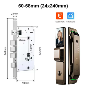 Cerradura de puerta inteligente con reconocimiento facial 3D Glomarket con cámara seguridad de huellas dactilares completamente automática Tuya Wifi cerradura inteligente Digital