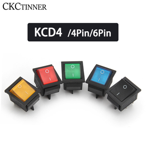 KCD4ロッカースイッチON/OFF 4ピン/6ピンライト電源スイッチ付き16A250VAC/20A 125V 35x25.5x10mm - Product Image 2