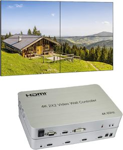 Controlador de pared de video 4K60HZ 2x2 2 entradas 2 salidas HDMI 2,0 HDCP 2,2 compatible con rotación de 90 grados para enmascaramiento de borde de retrato 1x4 - Product Image 2