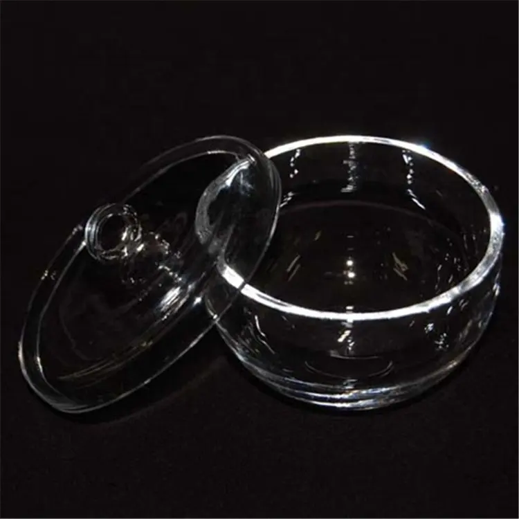 Contenedor de cristal de cuarzo con tapa, plato de vidrio de cuarzo, suministros de laboratorio escolar, crisol de sílice de cuarzo