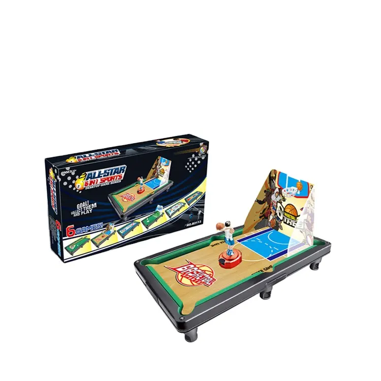 Jeu de table portable 6 en 1, football, golf, basket-ball, bowling, billard