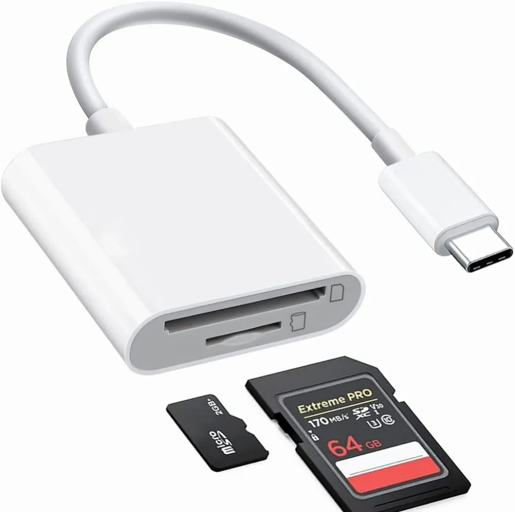 Lector de tarjetas USB C a SD, adaptador de lector de tarjetas SD/MicroSD a USB C [Thunderbolt 3] para iPad Pro