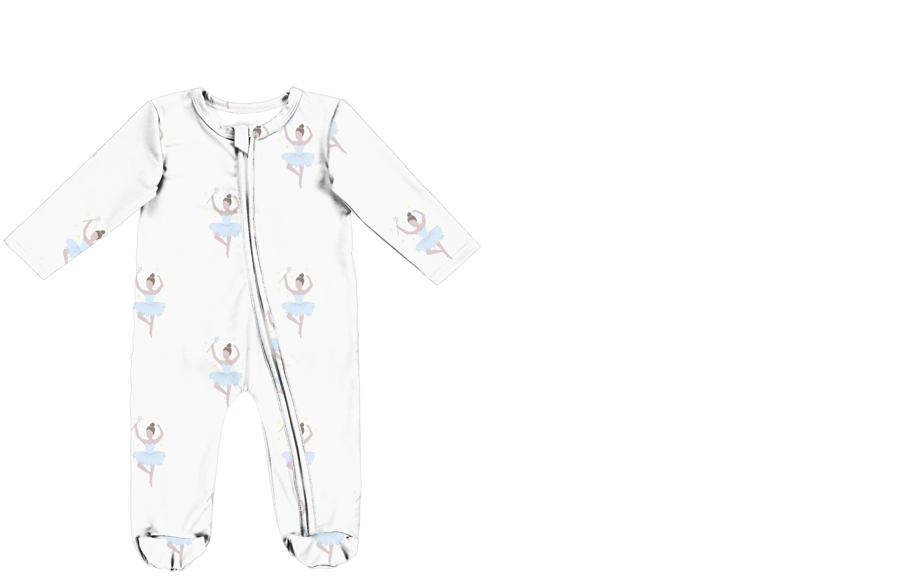 White Light Blue Ballerina Print