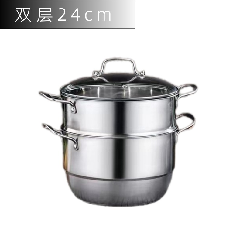 Cuiseur vapeur double couche de 24 cm (avec grille et plateau vapeur)