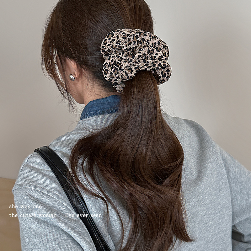 white4 leopard print 12cm large intestine hair ring