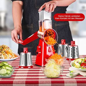 2024 3 in 1 Vegetable Mandoline Slicer <strong>Swift</strong> Rotary Drum Grater Nut Shredder Veggie <strong>Cutter</strong> Peeler Spiralizer Cheese Chopper - Product Image 6