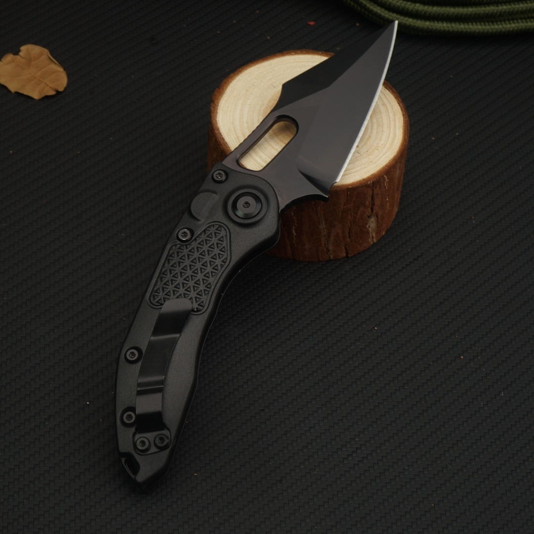 Black knife with black handle